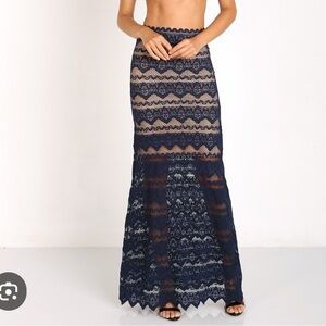 Nightcap Carisa Rene Sierra Navy and Cream Maxi Skirt XS